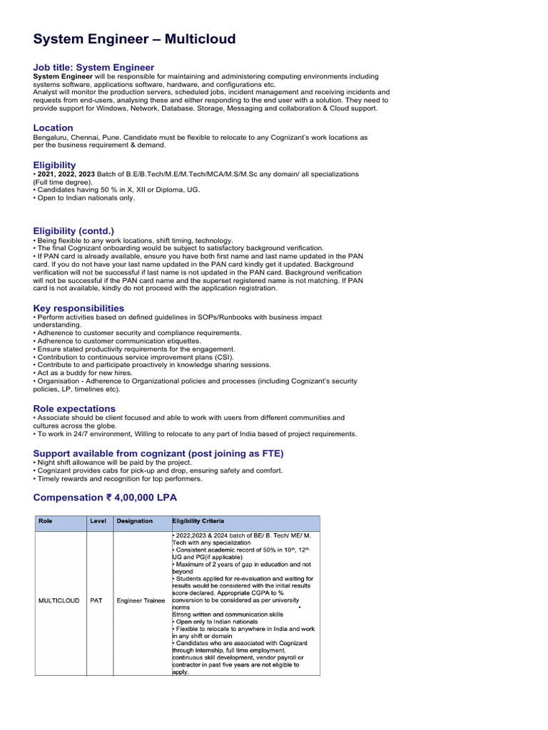 System Engineer Role in Multicloud Support | PDF | Cloud Computing ...