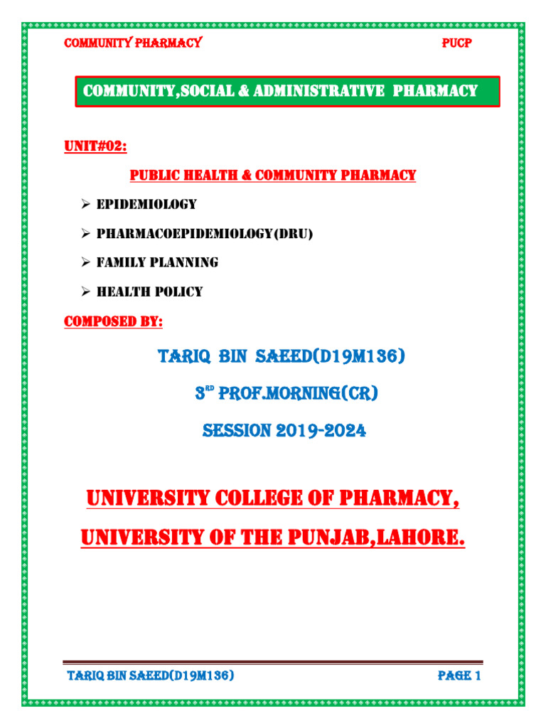 Public Health in Community Pharmacy | PDF | Epidemiology | Family Planning