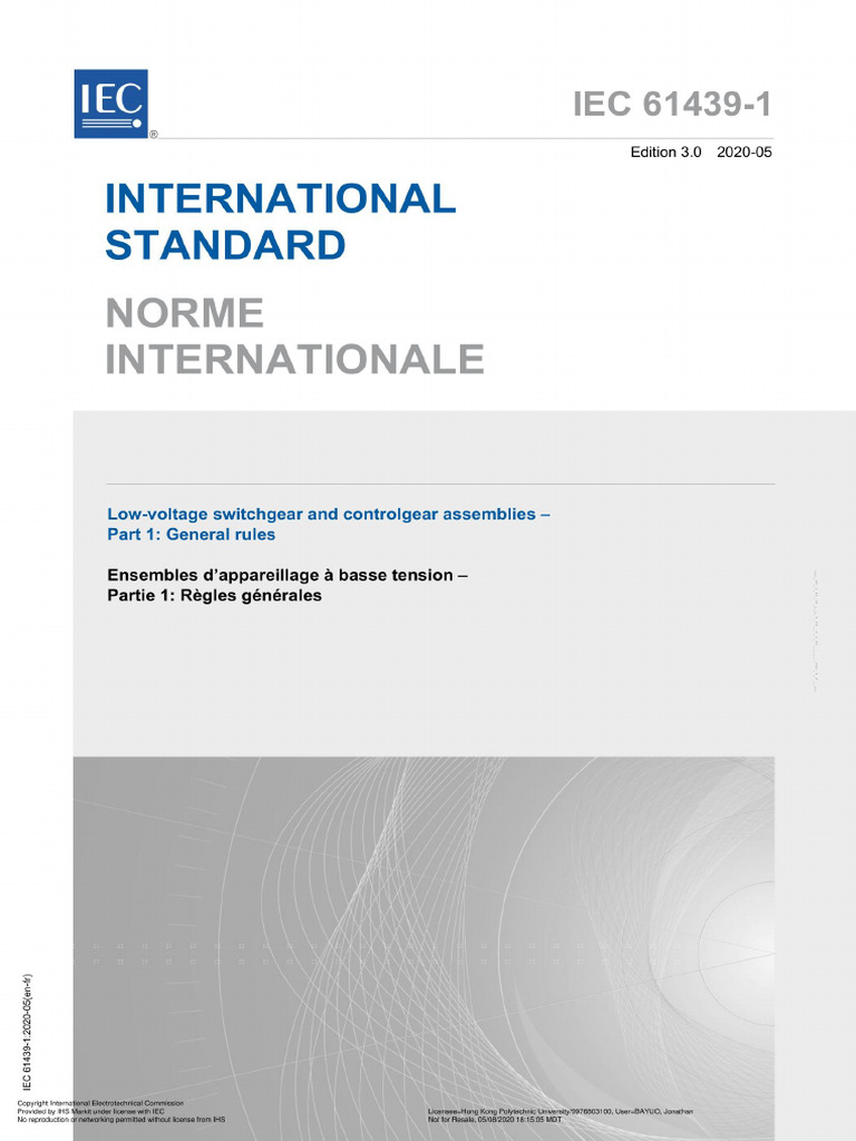 IEC 61439-1 2020 - Low-Voltage Switchgear and Controlgear