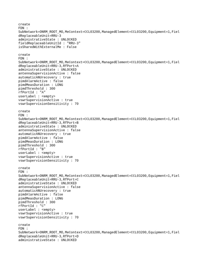 RRU-3 Configuration and Management Data | PDF