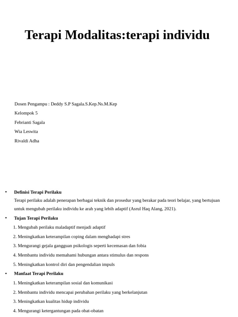 Terapi Modalitas;Terapi Individu | PDF