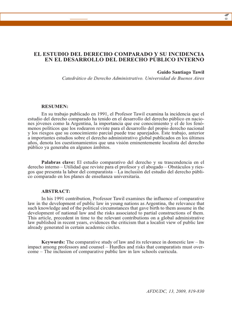 EL ESTUDIO DEL DERECHO COMPARADO Y SU INCIDENCIA Tawil | PDF ...
