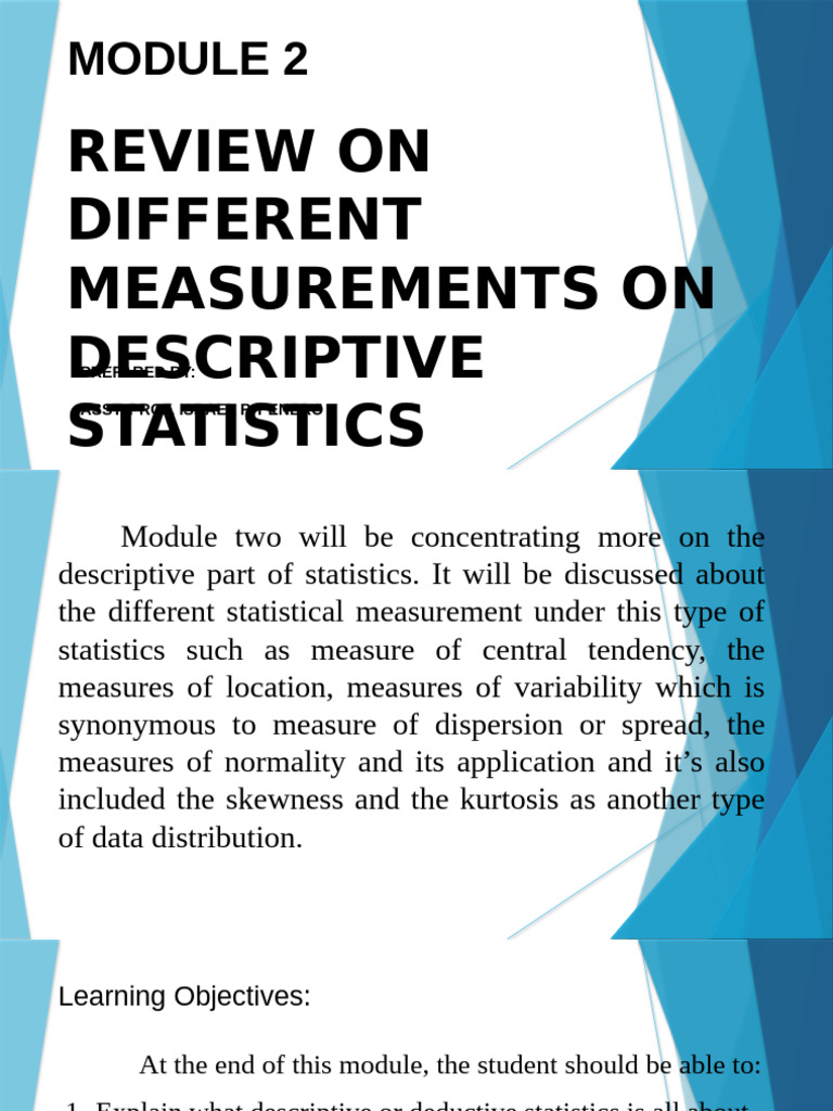 Descriptive Statistics Measurements Guide | PDF | Variance | Standard ...