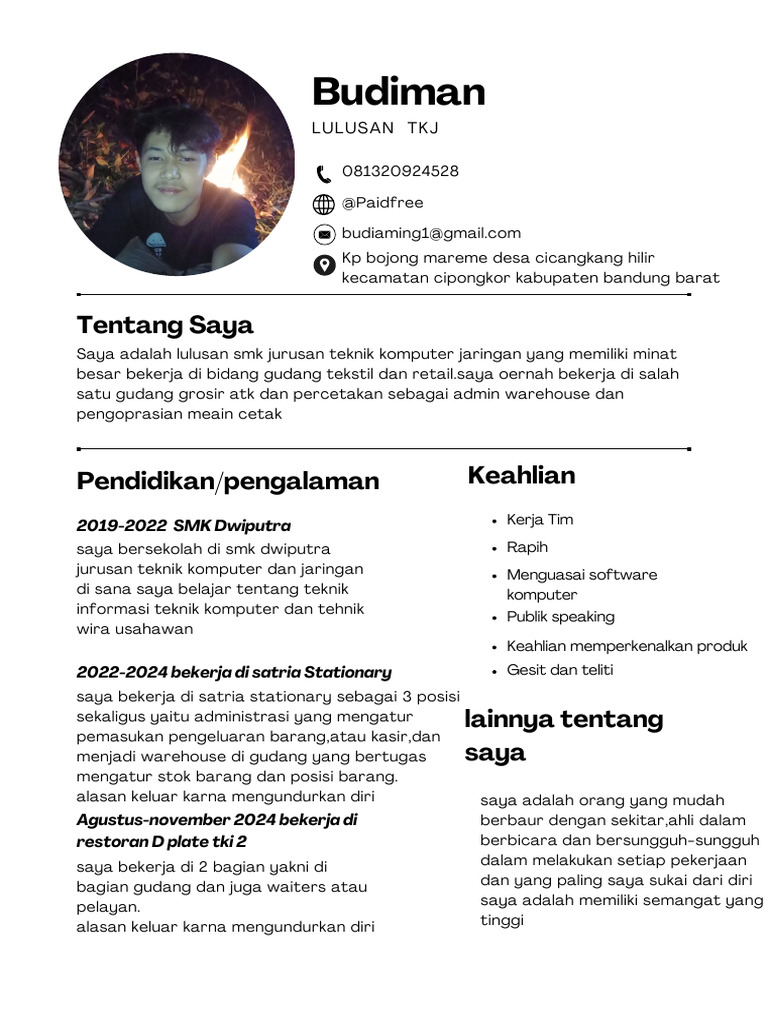 CV Universal untuk Pekerjaan Gudang | PDF
