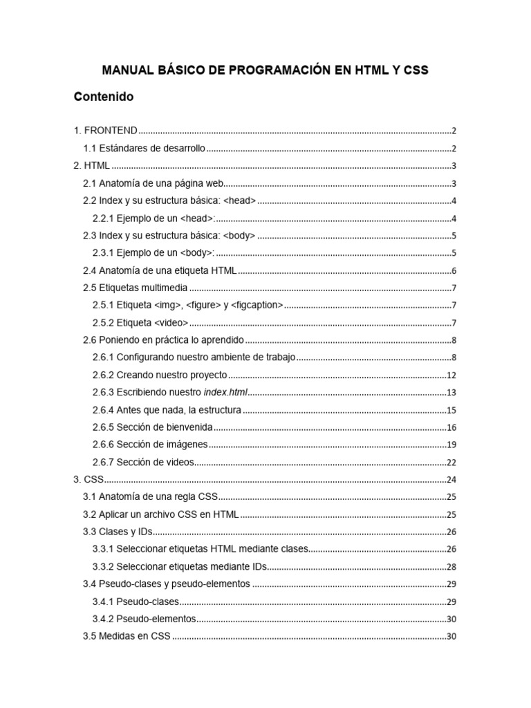 Manual de Programación HTML y CSS | PDF | HTML | Informática
