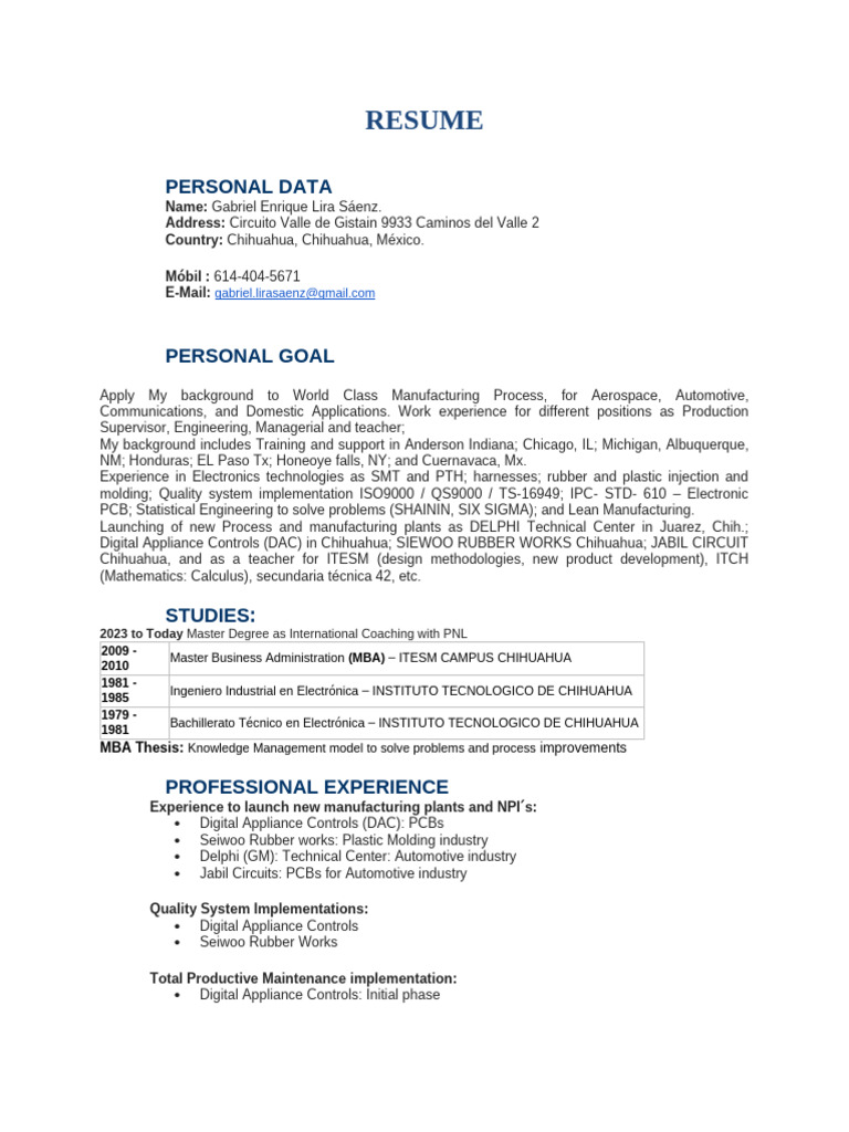 Resume GL 2023 | PDF | Secondary Sector Of The Economy | Engineering