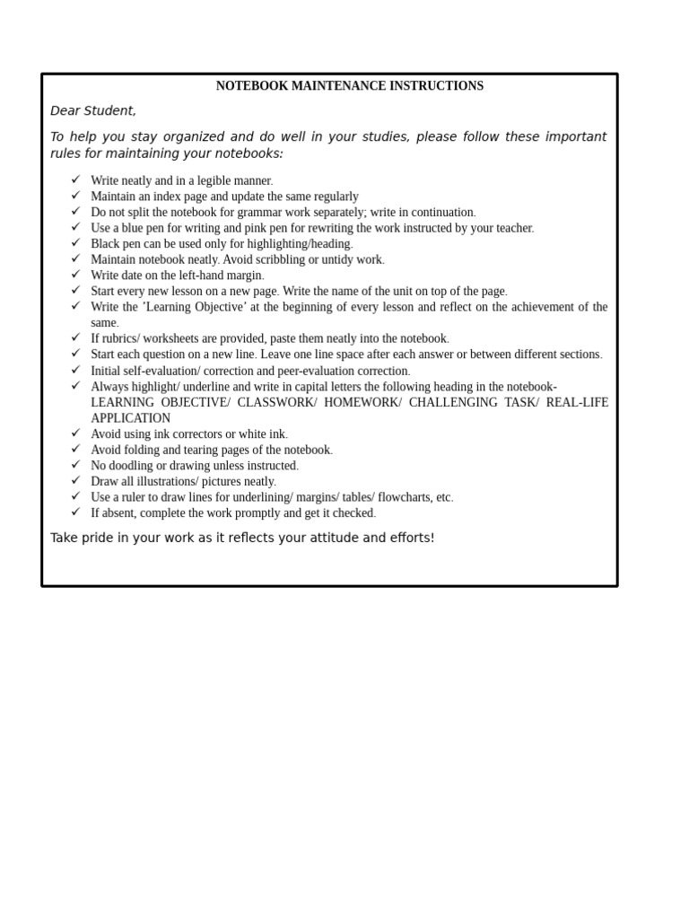 Notebook Maintenance Guidelines | PDF | Notebook | Human Communication