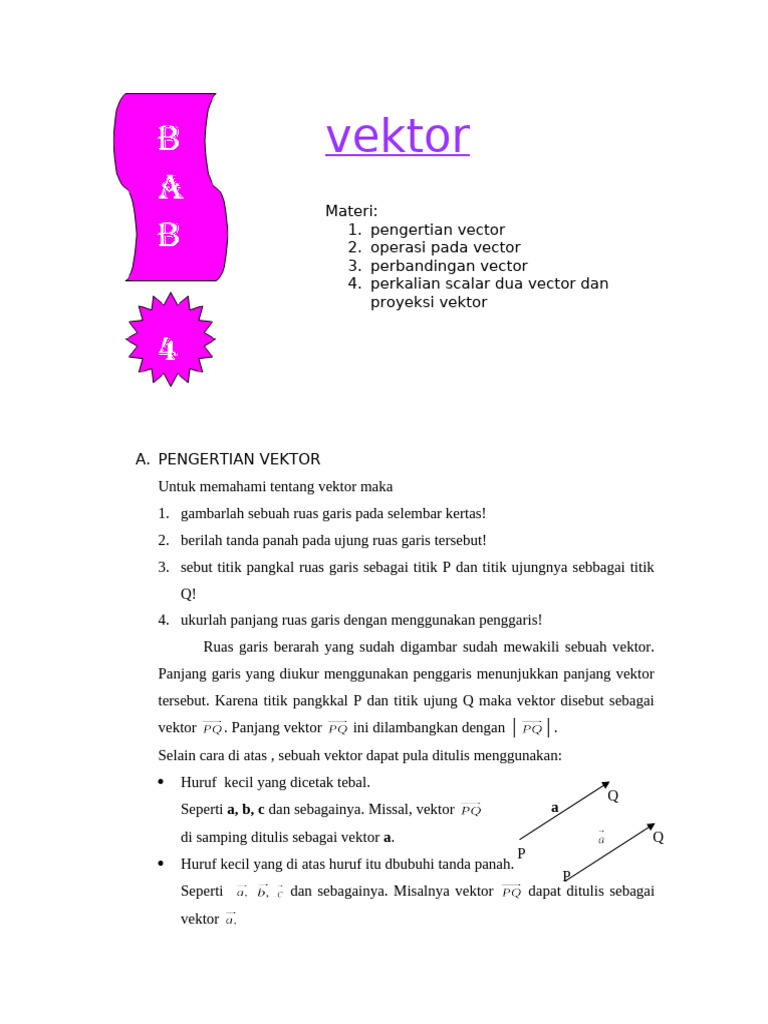 Pengertian dan Operasi Vektor Dasar | PDF | Metode & Bahan Ajar