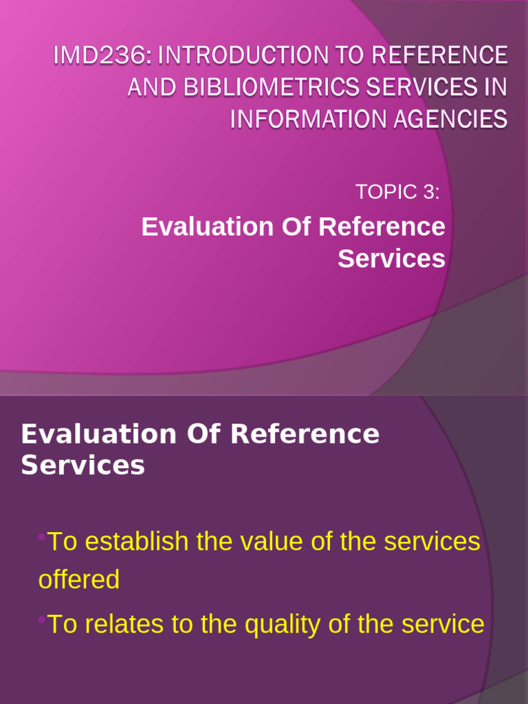 Evaluating Reference Services Effectively | PDF | Evaluation | Information