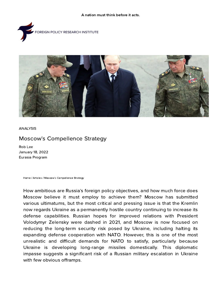 Moscow's Compellence Strategy Explained | PDF | Ukraine | Russia