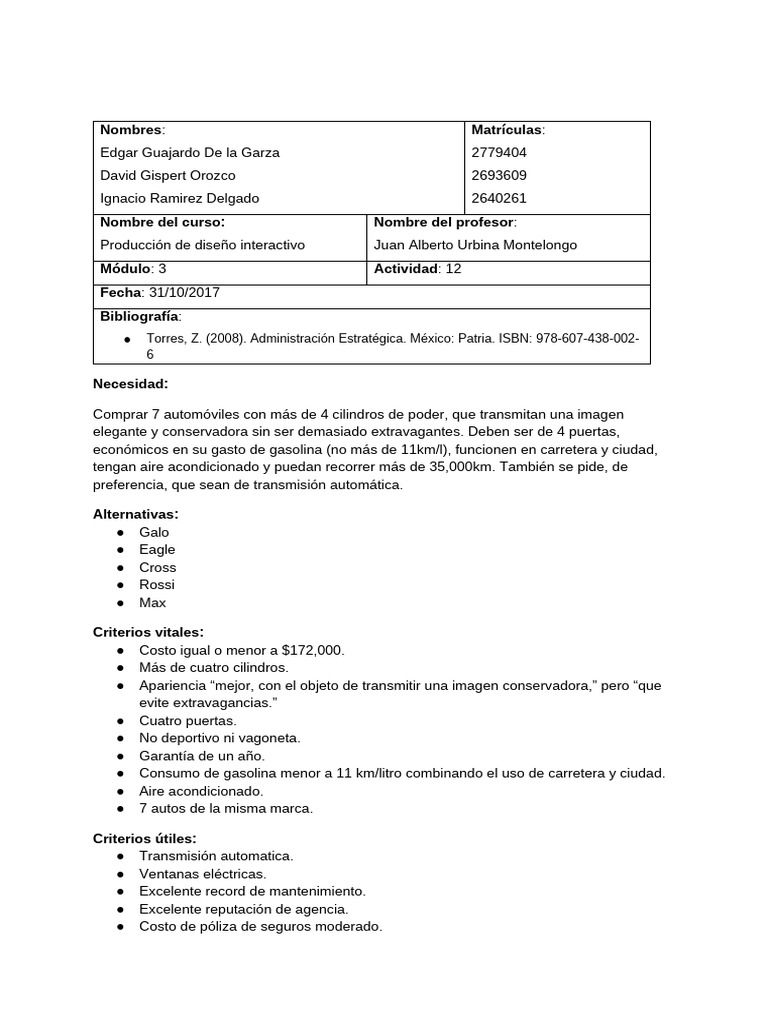 Actividad 12 - Taller de planeación y toma de decisiones | PDF ...