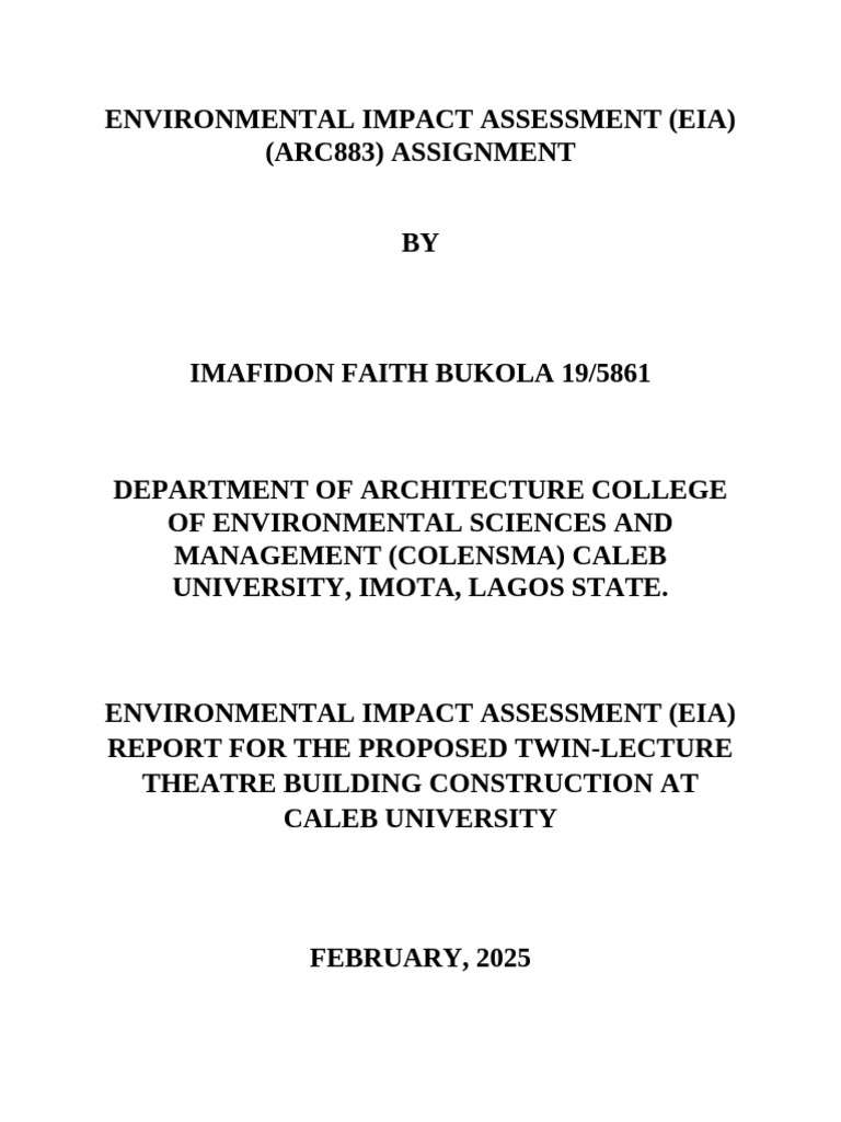 EIA for Twin-Lecture Theatre Project | PDF | Environmental Impact ...