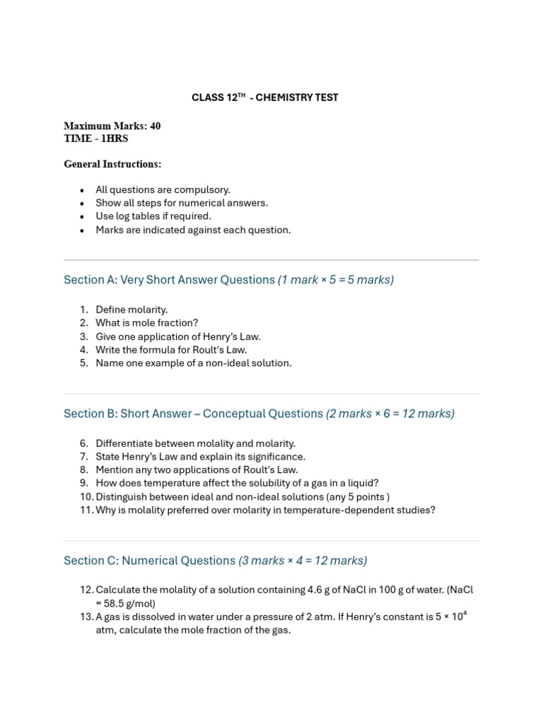 Clsss 12th Solution | PDF