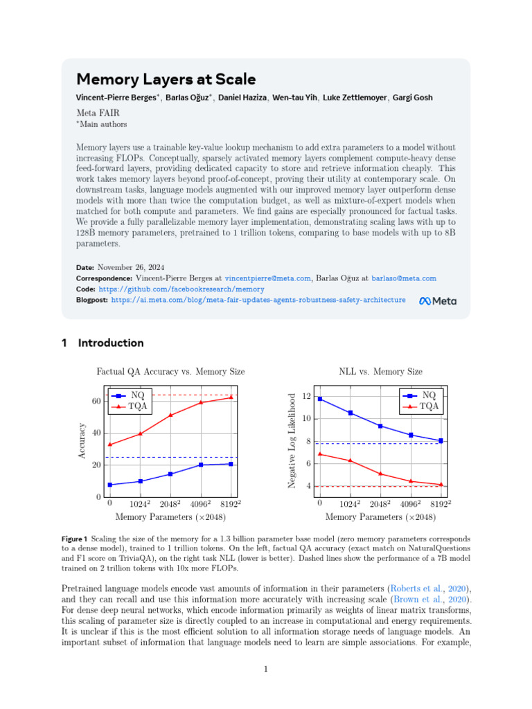 Scalable Memory Layers for AI Models | PDF | Applied Mathematics | Learning