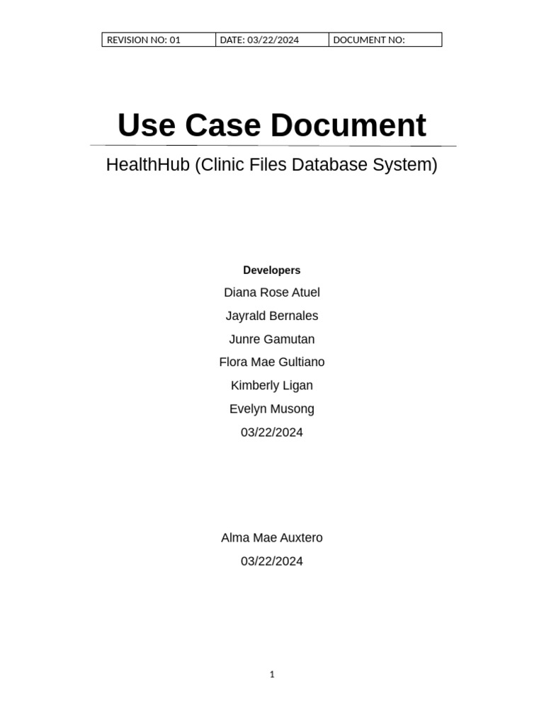 HealthHub Use Case Document Overview | PDF | Login | User (Computing)