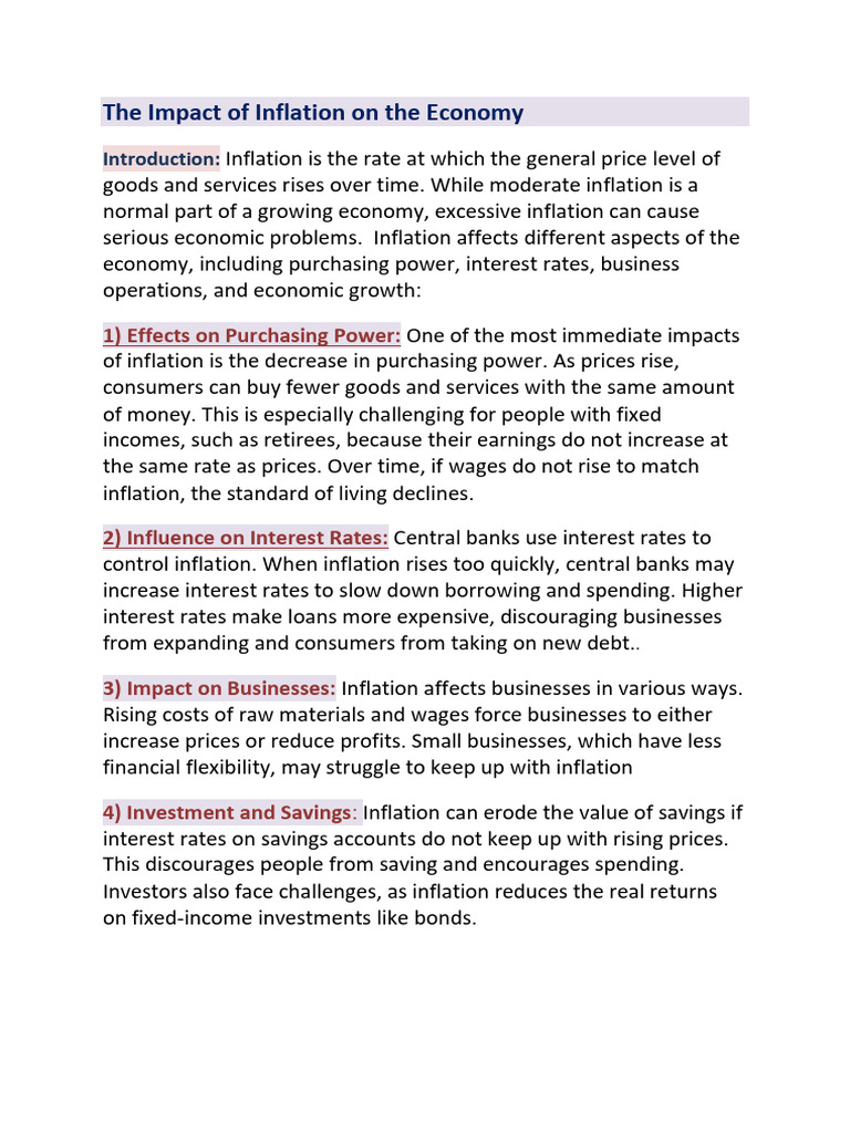Effects of Inflation on the Economy | PDF