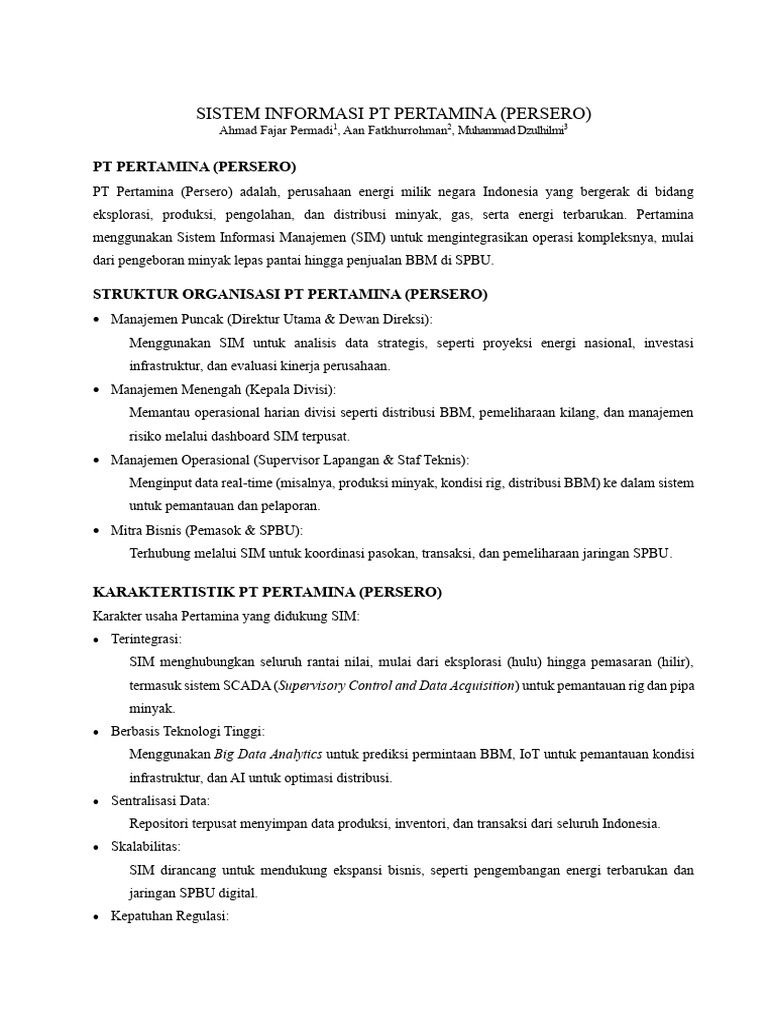 Sim PT Pertamina (Persero) | PDF