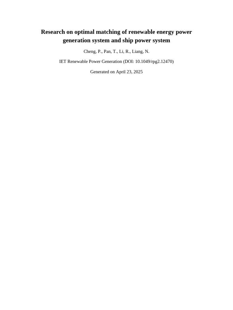 Research On Optimal Matching of Renewable Energy P | PDF | Mathematical ...