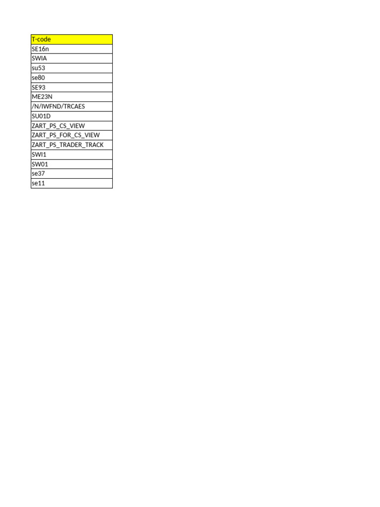 T Code | PDF