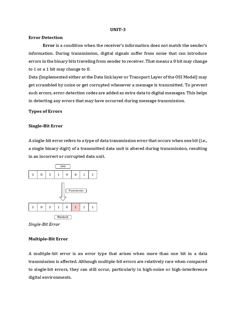 Error Detection Techniques in Data Transmission | PDF | Error Detection ...