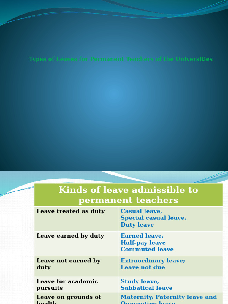 Teachers Leave Rules | PDF