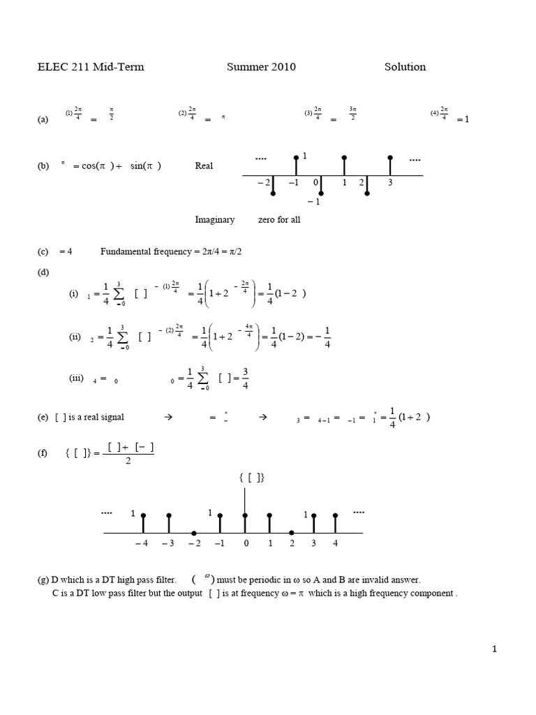 ELEC 211 Mid-Term Solutions 2010 | PDF | Applied Mathematics | Radio ...