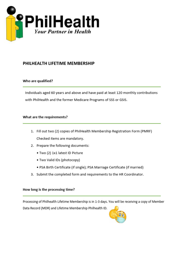 PhilHealth Lifetime Membership Guide | PDF | Birth Certificate ...
