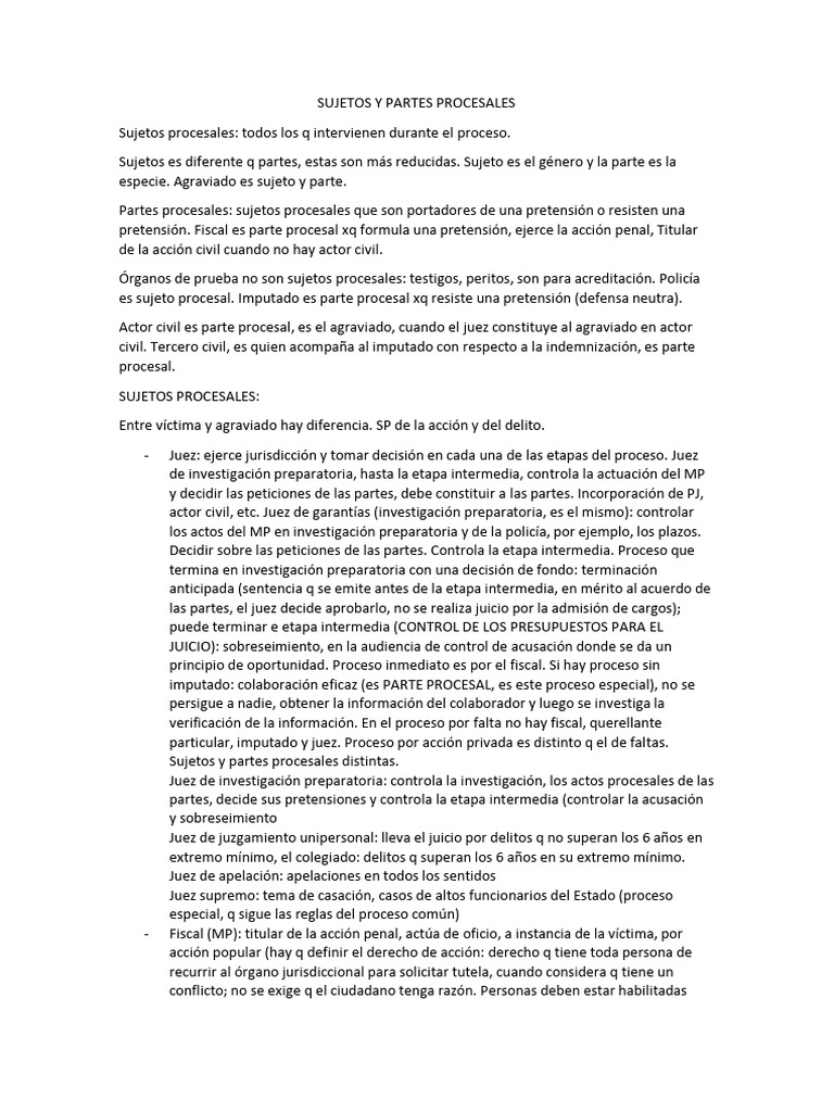 Sujetos Y Partes En Procesos Judiciales Pdf Fiscal Ley Procesal