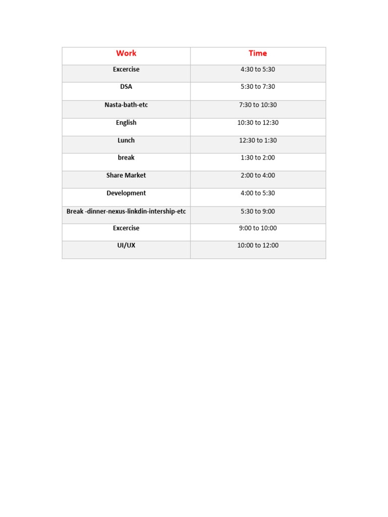 Daily Schedule with Time Blocks | PDF