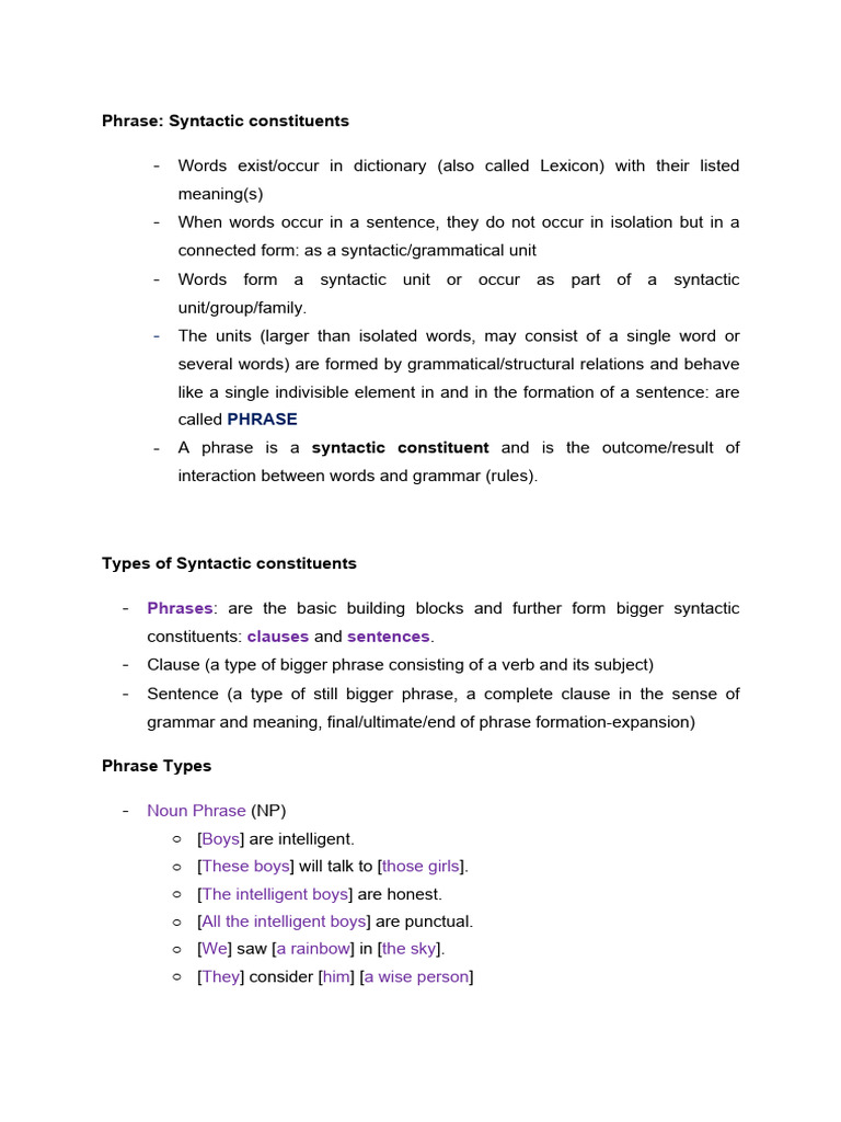 Understanding Syntactic Constituents | PDF | Phrase | Syntax
