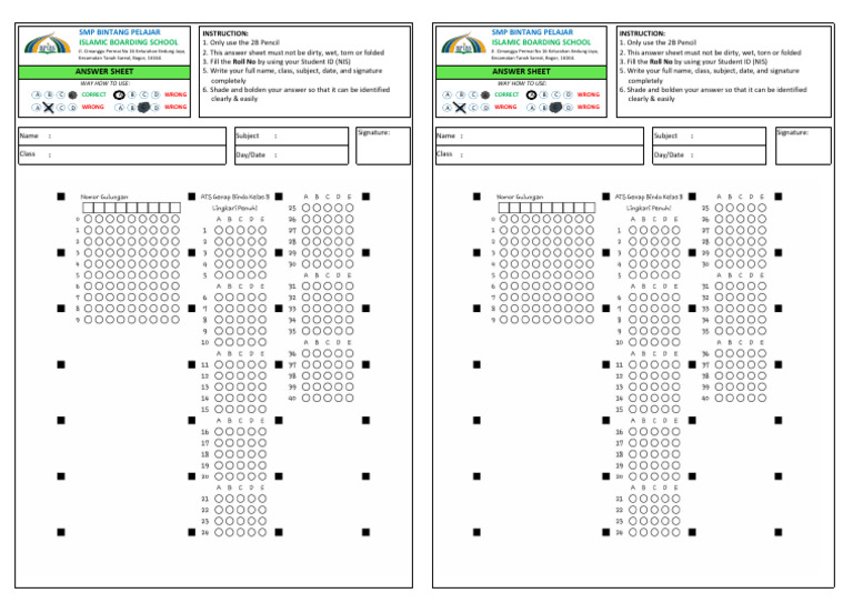 Answer Sheet Instructions Template | PDF