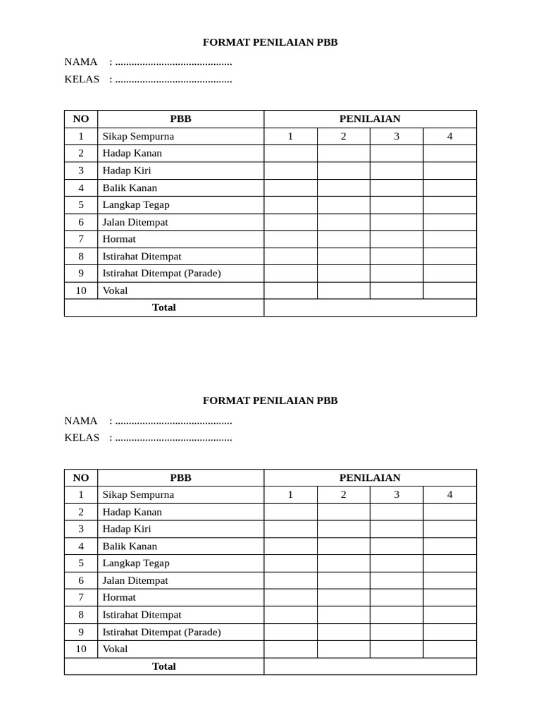 Format Penilaian PBB Siswa | PDF