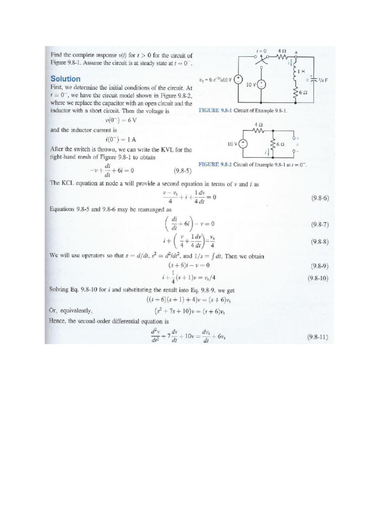Circuit Analysis Complete Response 2 Examples | PDF