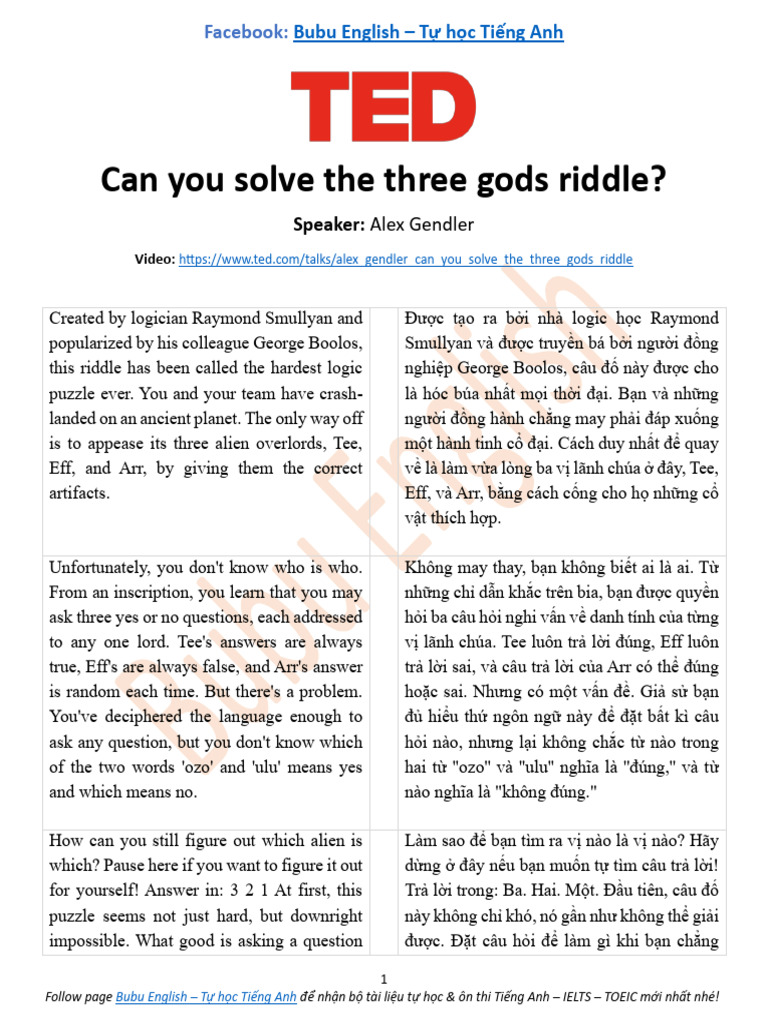 Can You Solve The Three Gods Riddle | PDF