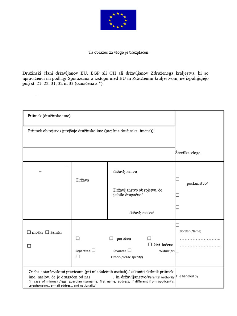 Slovenia New Application Form-Updated | PDF