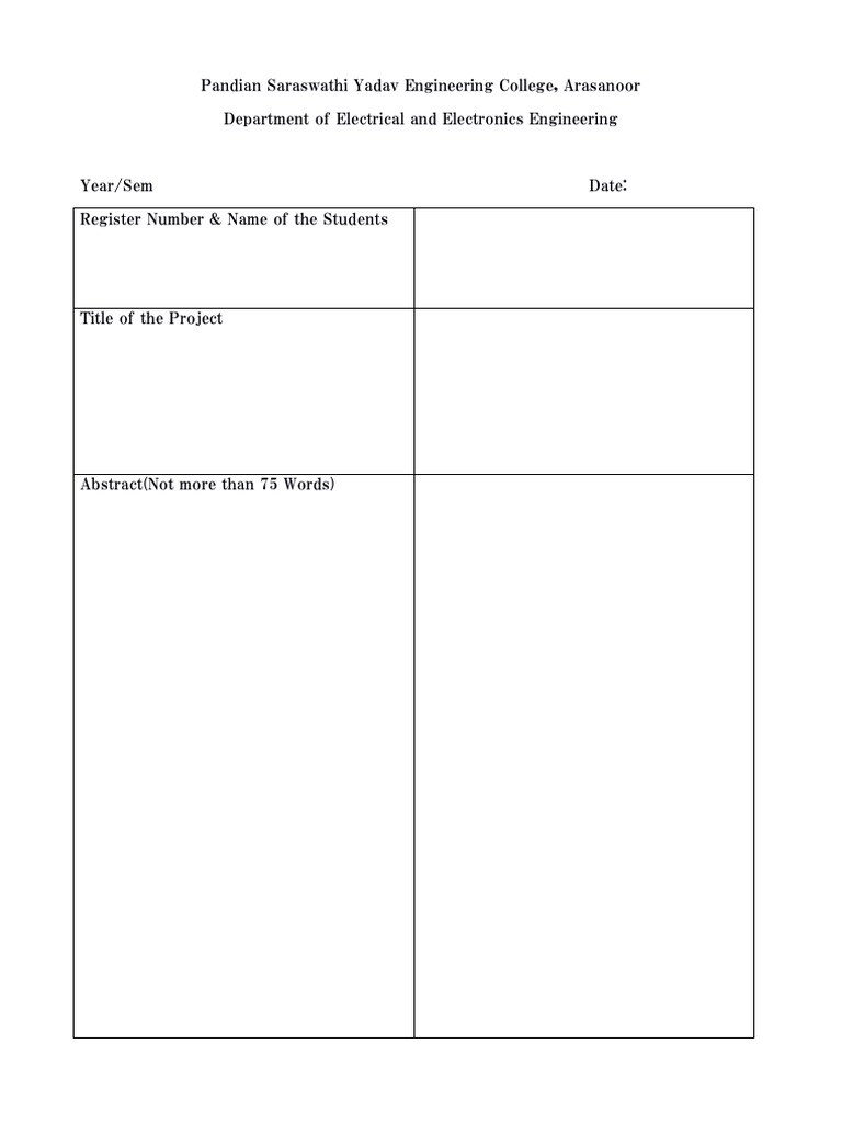 Mini Project Reg - Form | PDF