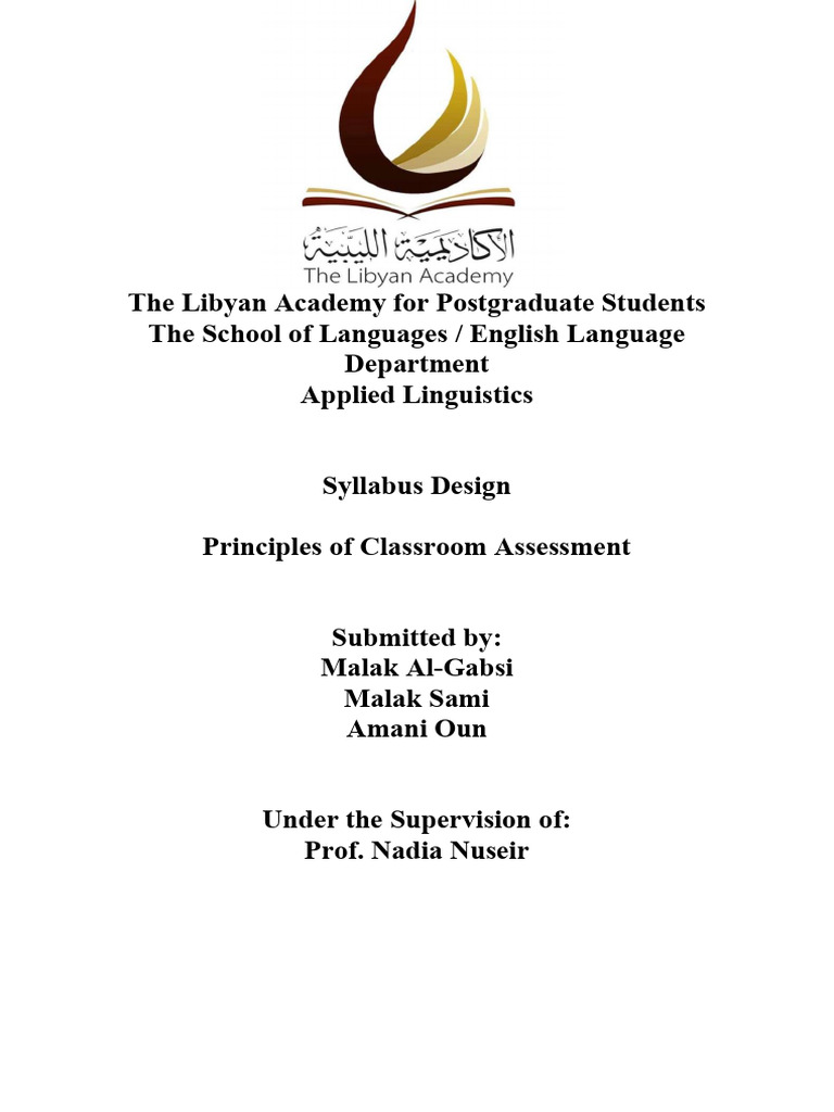 Classroom Assessment Principles And Types Pdf Educational