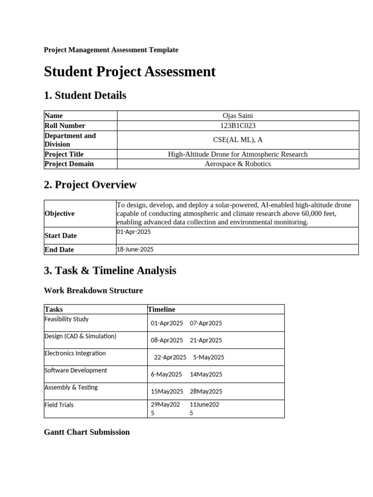 High-Altitude Drone Project Assessment | PDF | Risk | Unmanned Aerial ...