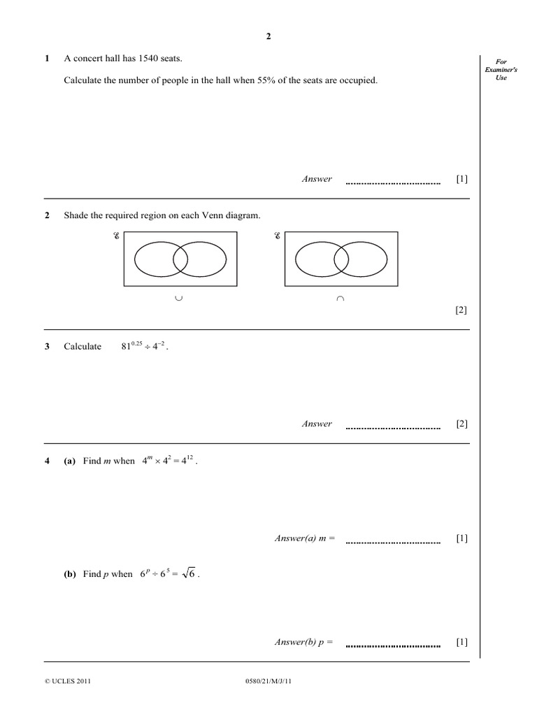 Cambridge IGCSE Mathematics Practice Exam | PDF | Area | Geometry