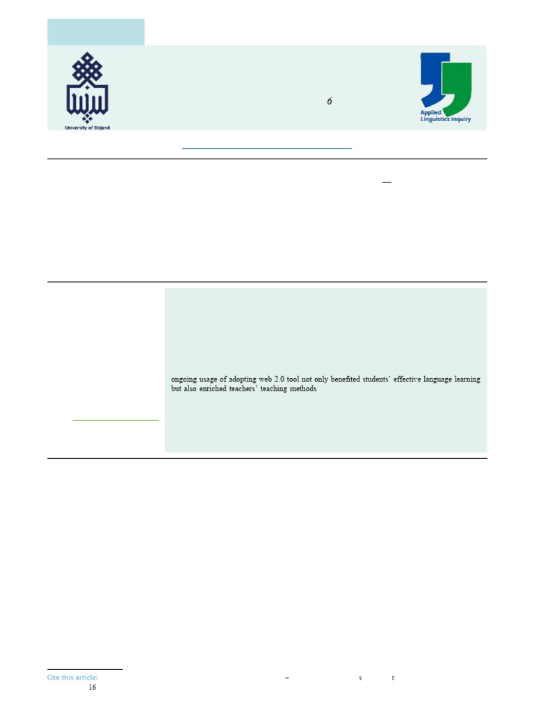 Web 2.0 Integration in K-12 English Teaching | PDF | Pedagogy | Teachers