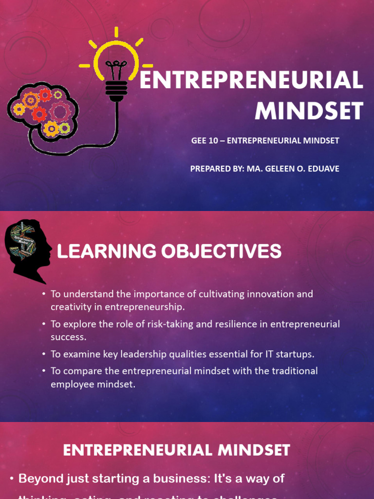 Cultivating an Entrepreneurial Mindset | PDF | Entrepreneurship | Mindset