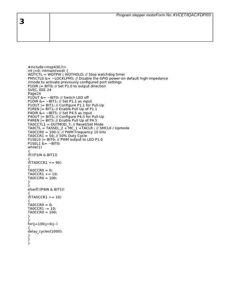 Stepper Motor Control Code Example | PDF