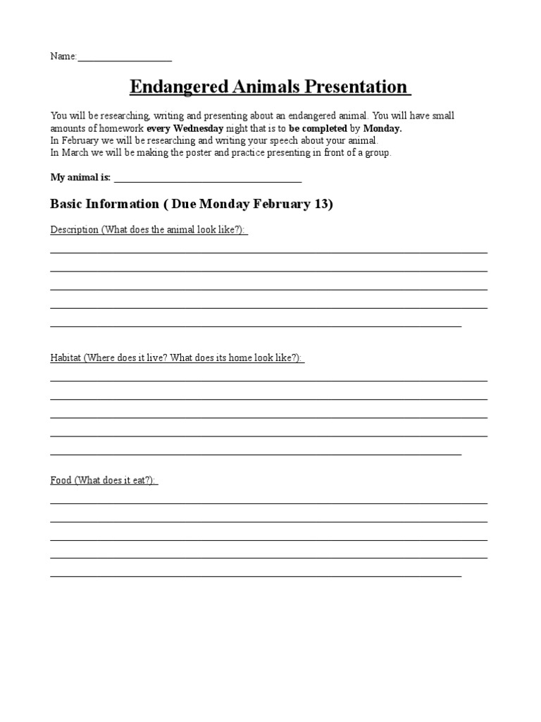 Endangered Animal Research Guide | PDF