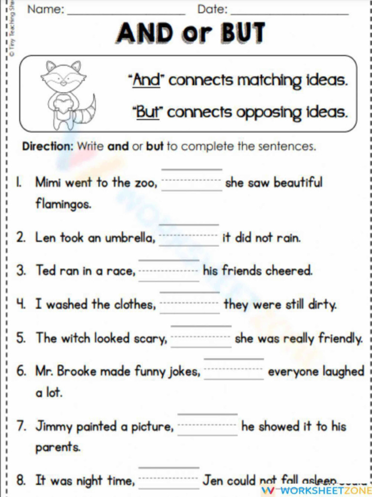 Practice - and - and - But - With Fun Sentences | PDF