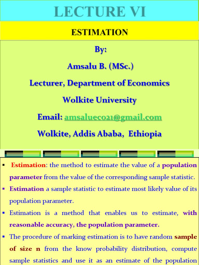 Statistics For Economists Lecture VI | PDF | Estimator | Bias Of An ...