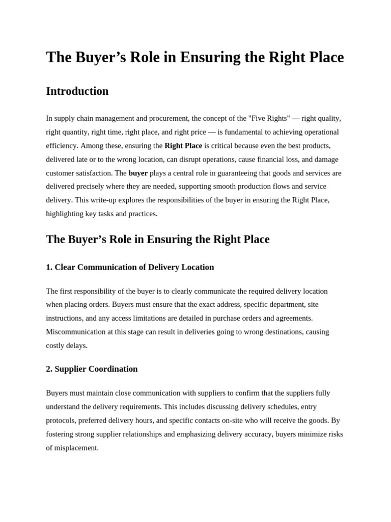 Buyer Responsibilities in Delivery Accuracy | PDF | Procurement ...