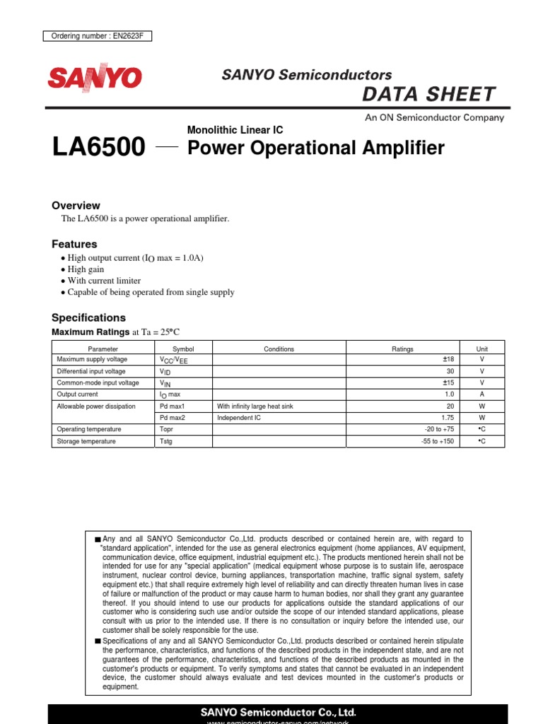 La 6500 | PDF | Operational Amplifier | Amplifier