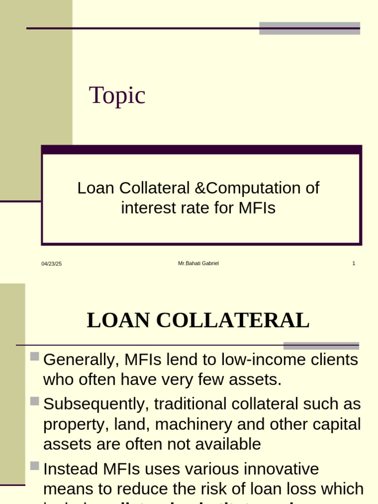 Loan Collateral and Interest Rates for MFIs | PDF | Interest | Loans