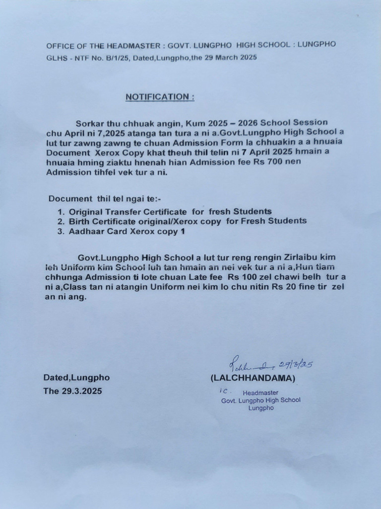 Admission Notice | PDF