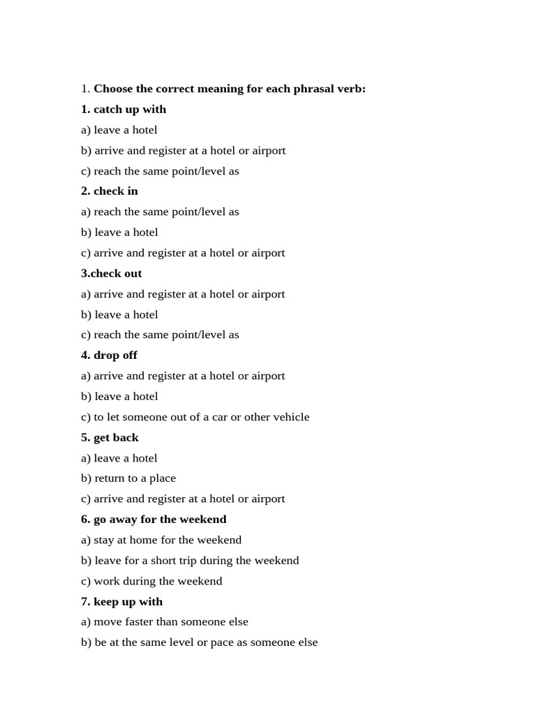 Phrasal Verbs Quiz and Exercises | PDF